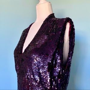Stunning Deep royal purple Monique Lhuillier Sequinned Cocktail / Formal dress.